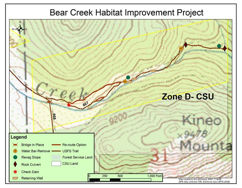4) Zone D- CSU Lands This zone encompasses the last section of the Bear Creek trail on CSU lands.