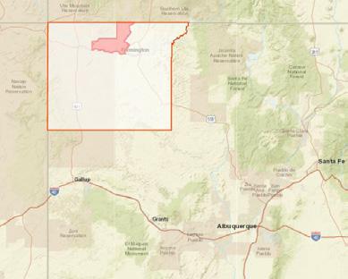 serves as the commercial hub for most of northwestern New Mexico and the Four Corners region of four states The Metropolitan Statistical Area has an estimated population of 123,393 lies at or near