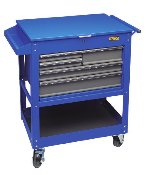 Storage 02 5 drawer roller cabinet 180 kg Central lock Wheels Ø 5 x2 Opening and closing of upper part