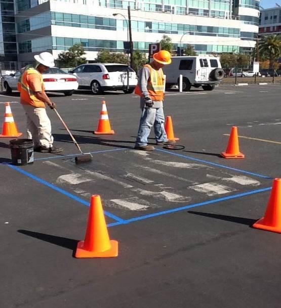 Replaced the stencils in the Redwood City Parking lot