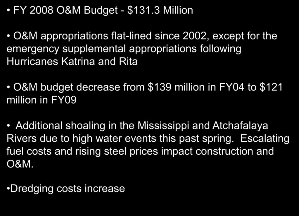 FY 2008 O&M Budget - $131.