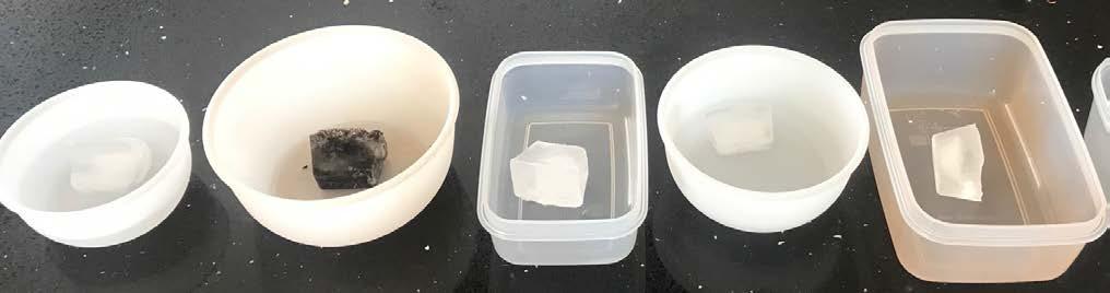 Once all the ice cubes have melted, compare the results of melt times with the hypotheses stated before the experiment and discuss what this means in terms of real world glaciers.