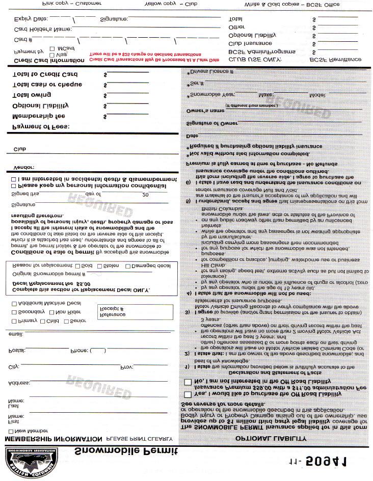 REVELSTOKE SNOWMOBILE CLUB 2012 MEMBERSHIP APPLICATION PLEASE EMAIL ADDRESSES E-MAIL FREE.