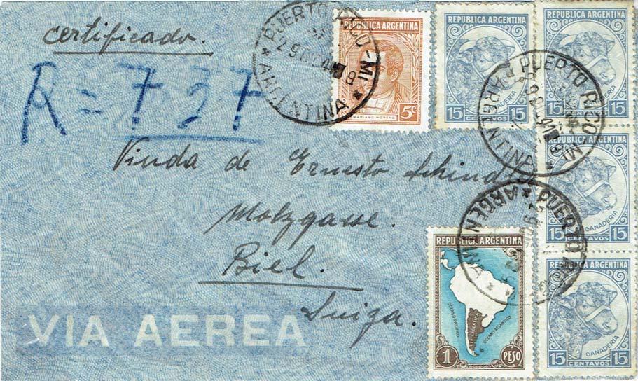 Mail carried before Bathurst Censors arrived Argentina to Switzerland PanAm Special Mission 9 returning from Rio de Janeiro was diverted at Natal