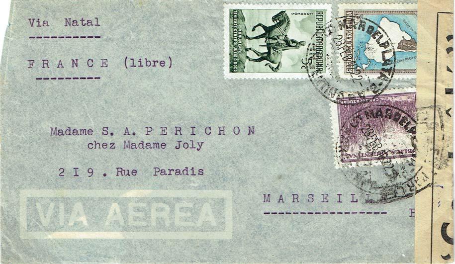 Unintercepted mail from South America to Europe Argentina to France.