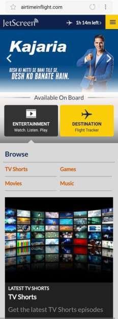 Page, Televisions Page, Games Page, Flight Tracker Page and