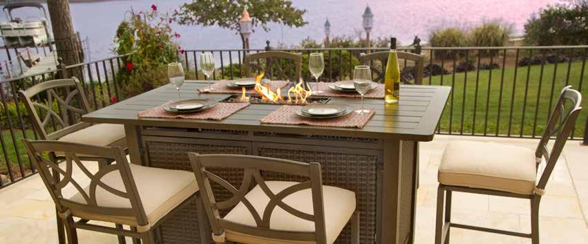 adams fire bar & Stools Lounge Fire Bar & Stool Set Alumicast Rust-Free Aluminum Frame and Top with a mix of woven