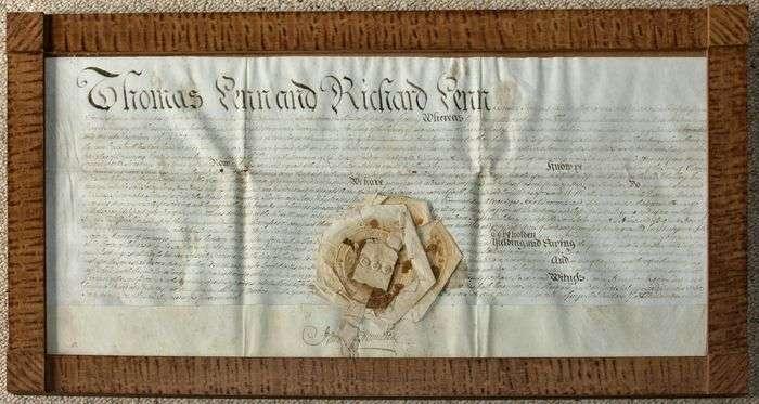 Below: The farm's 1761 patent (first deed). From William Penn's sons to Johannes Long Sr.