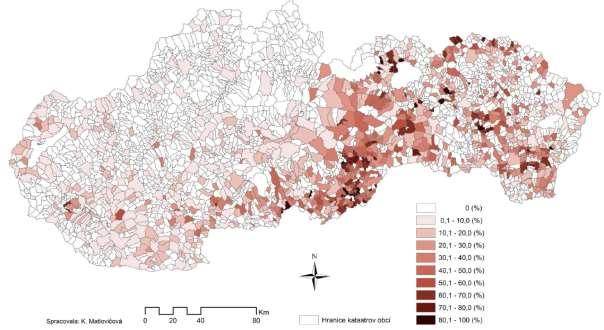 Košice region 74,51 24,56 18,30 42,86 Source: Authors calculation, Statistical Office of the SR (2015) One of the biggest development problems of the Eastern Slovakia is the integration and social