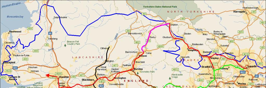 Manchester City Region northern catchment Approx 60 minute off peak drive time north from Central Manchester Manchester City Region to Pennine Lancs via Todmorden curve Leeds City Region to Central