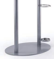 wall-mounted coat rack is not possible The steel cover of the base and the vertical tube in steel can be powder coated in