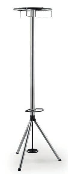 Mollinaro valet The Mollinaro valet is a diverse single coat stand made of brushed stainless steel with a wide range of storage surfaces and hanging options.