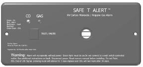 Section 2: Occupant Safety Carbon monoxide/propane alarm (alarm may vary from model(s) shown) The alarm is directly wired to the 12-volt electrical system, with continuous power being supplied by the