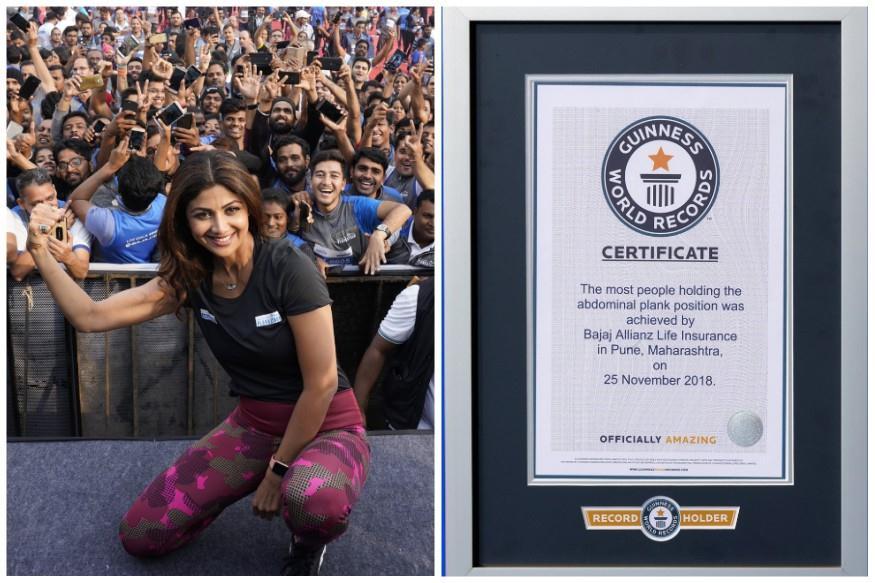 PERSONALITIES Bollywood Actress, Shilpa Shetty Kundra led India to a new Guinness World Record at Bajaj Allianz Life Plankathon event The event involved 2,353 people holding the abdominal plank