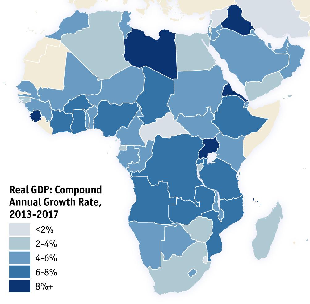 The rate of growth is significant in all African
