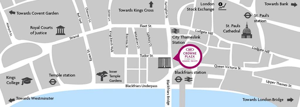 Blackfriars station is located opposite the hotel, with easy access to railway and underground links.
