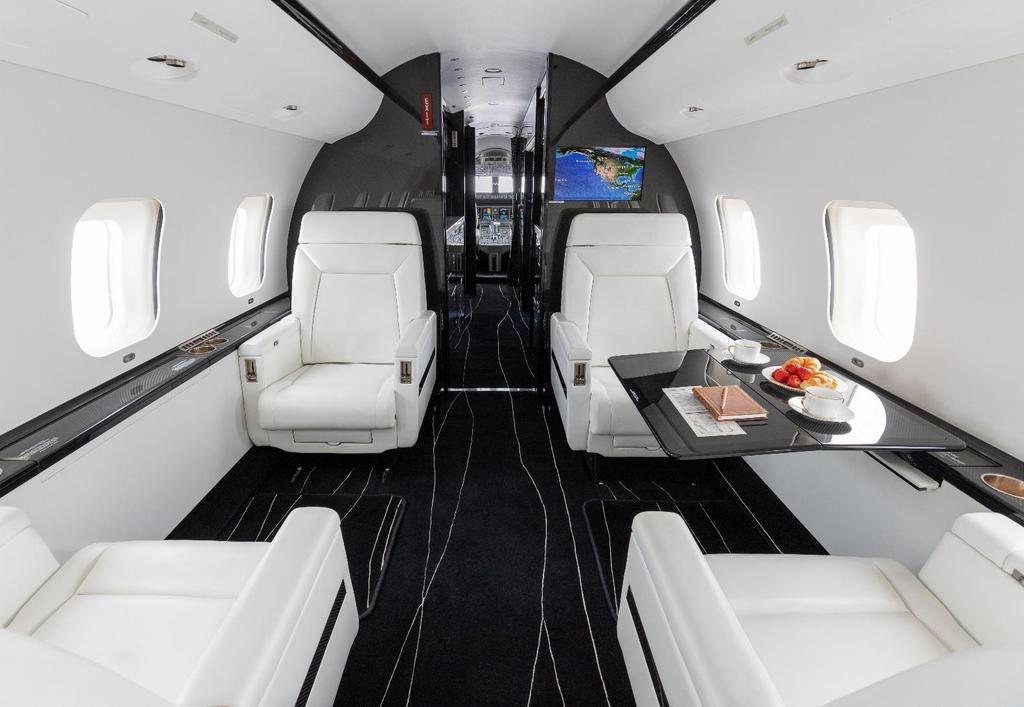 INTERIOR Forward Cabin INTERIOR DESCRIPTION (Cabin Refurbished in October 2017 by Flying Colours) This beautiful twelve passenger executive interior features a spacious forward galley area, with an