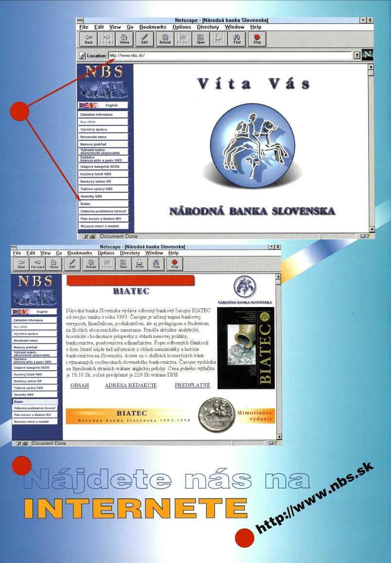 Netscape [Národná banka Slovenska] File Edit View Go Bookmarks Options Directory Window Help Back II \W í S2 # Home Edit Open ft Find Stop I Location: http //www nbs sk/ B Víta Vás NÁHODNÁ BANKA