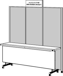 The space for display is W1.6mxH0.9m 4. Table (W1.8m x D0.45m x H0.7m) 5. Chair 1 6.