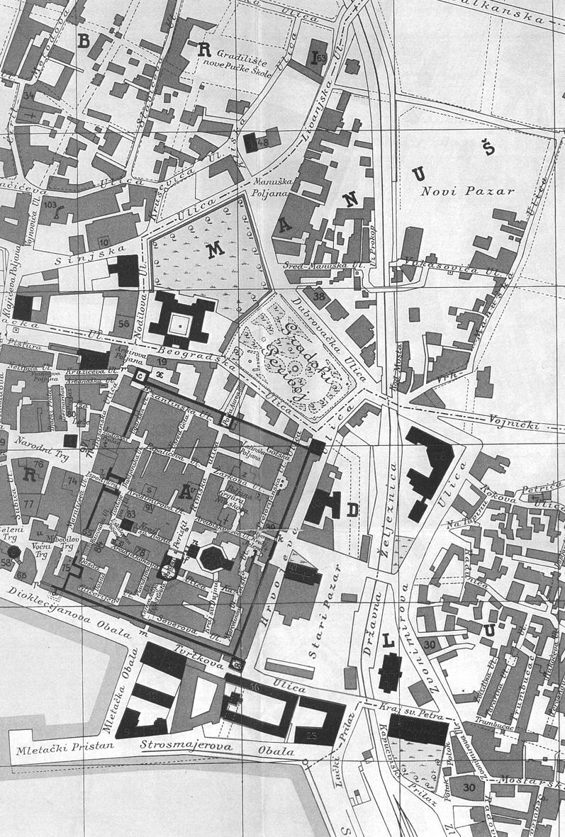 7. Detalj tiskanog plana grada Splita iz 1914. godine pod rukovodstvom P. Senjanovića.