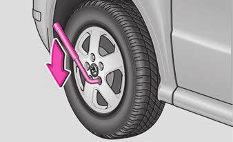 B1Z-0042H Slika 157 Mijenjanje kotača: skidanje zaštitnih kapica Slika 158 Mijenjanje kotača: Otpuštanje vijaka kotača Skidanje Postavite plastičnu stezaljku (u priručnom alatu) na zaštitnu kapicu,
