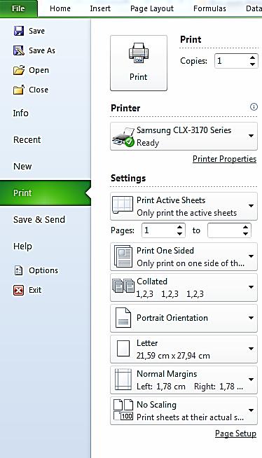 a zatim pritisnite dugme Print. U odeljku Copies određujete u koliko primeraka ćete štampati podatke. Dugme Printer sa padajućim menijem nudi vam izbor štampača na kome ćete štampati.