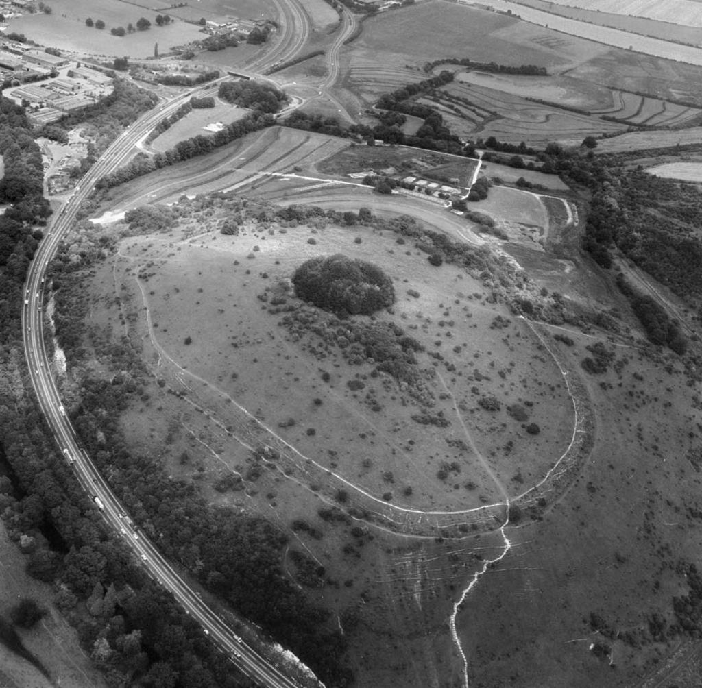 THE WESSEX HILLFORTS PROJECT Fig 2.27 Aerial photograph of St Catherine s Hill near Winchester and the A33T (now grassed over), before construction of the M3 (on opposite side of hill).
