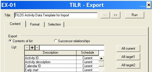 4.3.2 Export Templates from P3 Two templates are exported from P3: Create a new project in P3 with the same Project start date as the