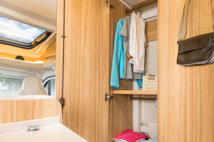 Below the handy shelf to the left of the entrance area of the motorhome is a