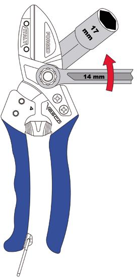 23 maintenance Play adjustement 1 Lock a n 17 tube wrench in a vice; 2 fit the central screw hexagonal head into the tube wrench and tighten slightly; 3 use a n 14 wrench to tighten the central nut;