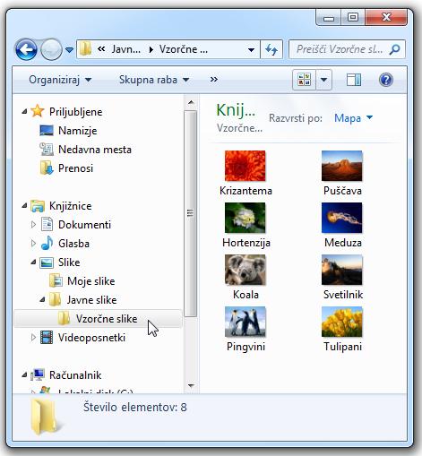 Osebni računalnik in okolje Windows 7 B2 d.o.o. 29 Razvrščanje Kliknemo na ime stolpca (Ime, Velikost, Vrsta,...). naraščajoče razvrščanje (A-Ž). padajoče razvrščanje (Ž-A).