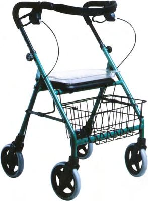 ROLLATORS DELUXE ALUMINUM ROLLATOR WITH LOOP BRAKES Suitable for indoor and outdoor use with height adjustable handles, converse handle with backrest belt.