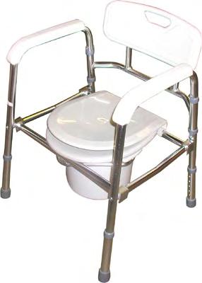 Includes cover and pail ALUMINUM FOLDING COMMODE Lightweight adjustable aluminum frame