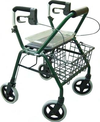 ROLLATORS ALUMINUM ROLLATOR WITH LOOP BRAKES Suitable for indoor and outdoor use with height adjustable handles, padded backrest and folding seat. Loop brakes that can be locked to ensure safety.