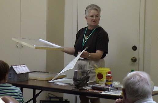Janet Mitchell demonstrated casting concrete roofs for buildings.