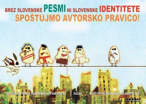 PRILOGA B: Plakat Slovenske unije glasbenih ustvarjalcev, Sazasa in Društva