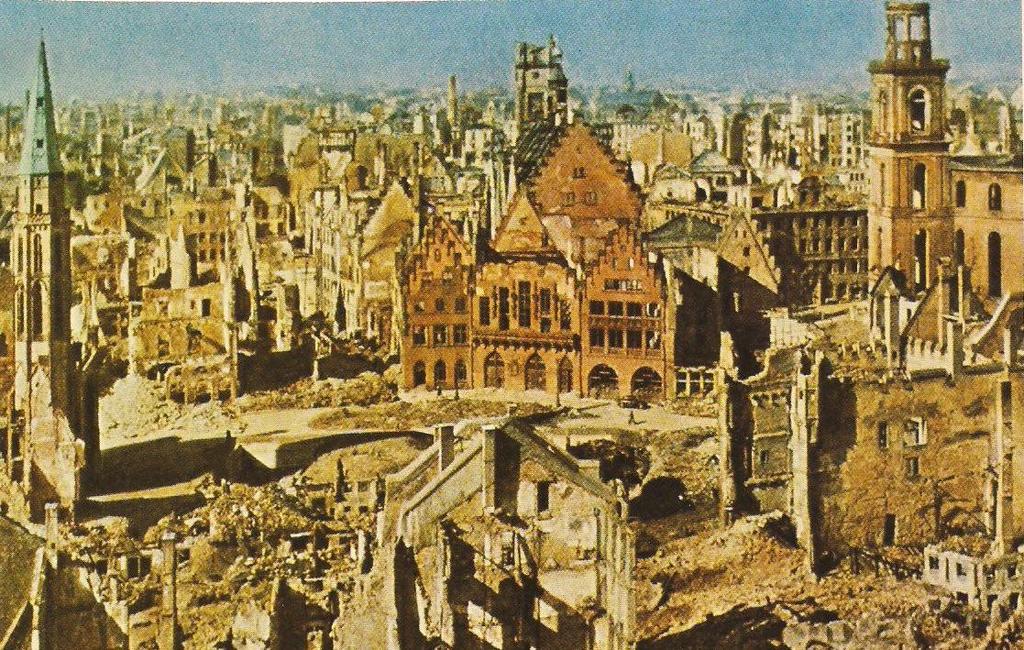 Romerburg 1995 Frankfurt Romer 1945 after bombing of WWII Across the Romerberg Court (or square) there was the Romer (City Hall) and