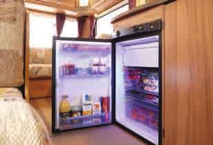 width freezer compartment (capacity increases to 145 litres when freezer compartment is removed) in twin axle models Thetford recessed 4-burner hob unit incorporating flush fitting glass hinged