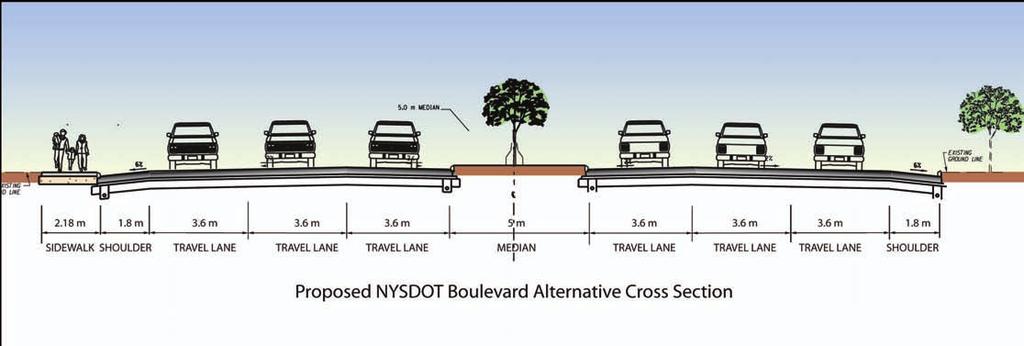 THE BOULEVARD OPTION: DOT HAD IT RIGHT THE FIRST TIME THE BOULEVARD ALTERNATIVE DEVELOPED BY NYSDOT SHOULD BE USED INSTEAD OF THE COMBINATION OF ACCESS ROAD AND EMBANKED HIGHWAY.