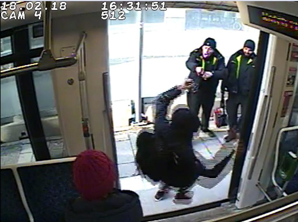 4:31:53 The Customer gets to his feet and runs off the TTC Streetcar