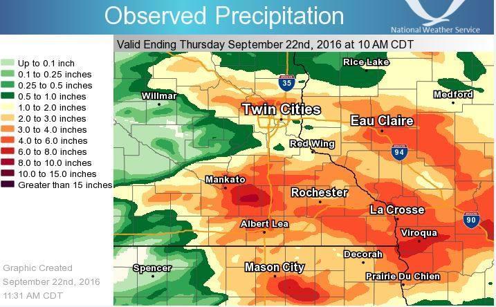 This map shows 48 hour observed precipitation from September 20-22 nd, 2016.