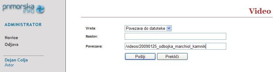 spletnega portala Primorska.info, kot je prikazano na sliki 18.