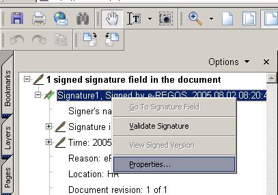 Slika 63: Prozor za provjeru elektroničkog potpisa Zelena kvačica znači da ste pravilno podesili postavke za provjeru potpisa i certifikata.