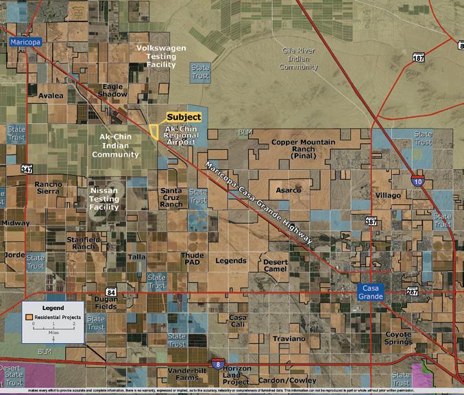 LOCALITY MAP Comments: Located on the southern edge of the greater Phoenix area, between the cities of Maricopa and Casa Grande, in Pinal County, Arizona Close proximity to Interstates 8 & 10,