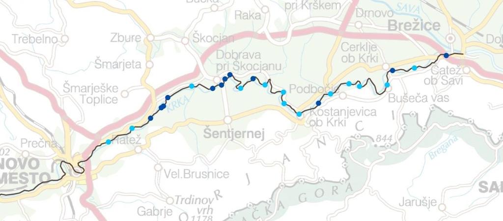 Slika 6: Rezultati popisa vodomca na popisnem območju Krke leta 2018.