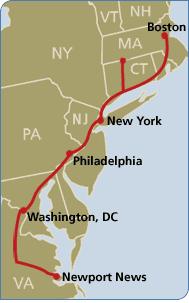 The Newport News station provides twice daily, one-seat direct service to DC, New York,