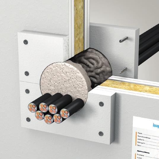Sistem Knauf protivpožarnog silikona FPS ETA -13/0123 Zaptivanje prodora kablova do EI 120 kroz masivne zidove i podove i suvomontažne zidove.