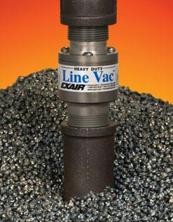 For comparison, the test shows the 2" (51mm) model of each style conveying the same material over various lengths. Heavy Duty Line Vac conveys more material in less time.