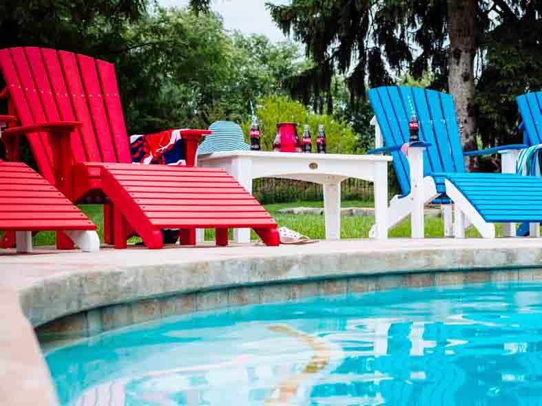 RIGHT: Deluxe Adirondack Chairs with Adirondack Footrests in