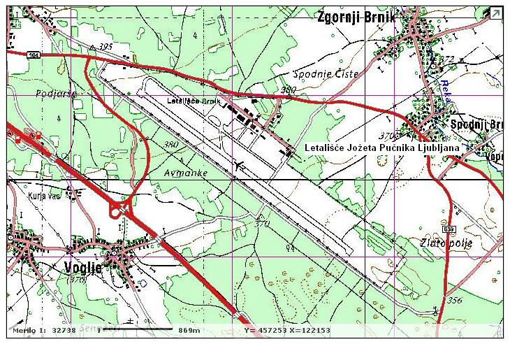 mediteranskega prostora se v 150 km krogu nahajajo še letališča Trst, Celovec, Gradec, Zagreb, Reka, Pula, Maribor in Portorož. Površina vzletno-pristajalne steze je asfalta, dolžine 3.